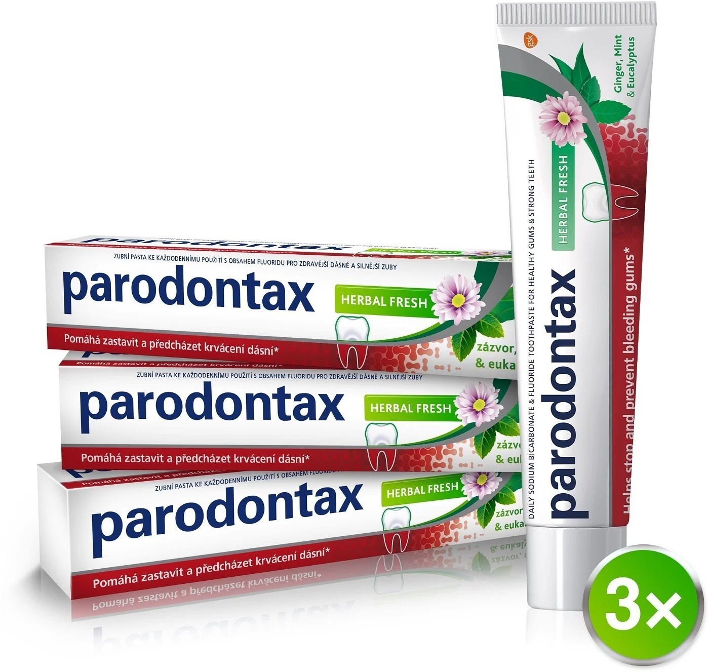 Parodontax Zubná pasta proti krvácaniu ďasien a paradontóze Herbal Fresh Tripack 3 x 75 ml