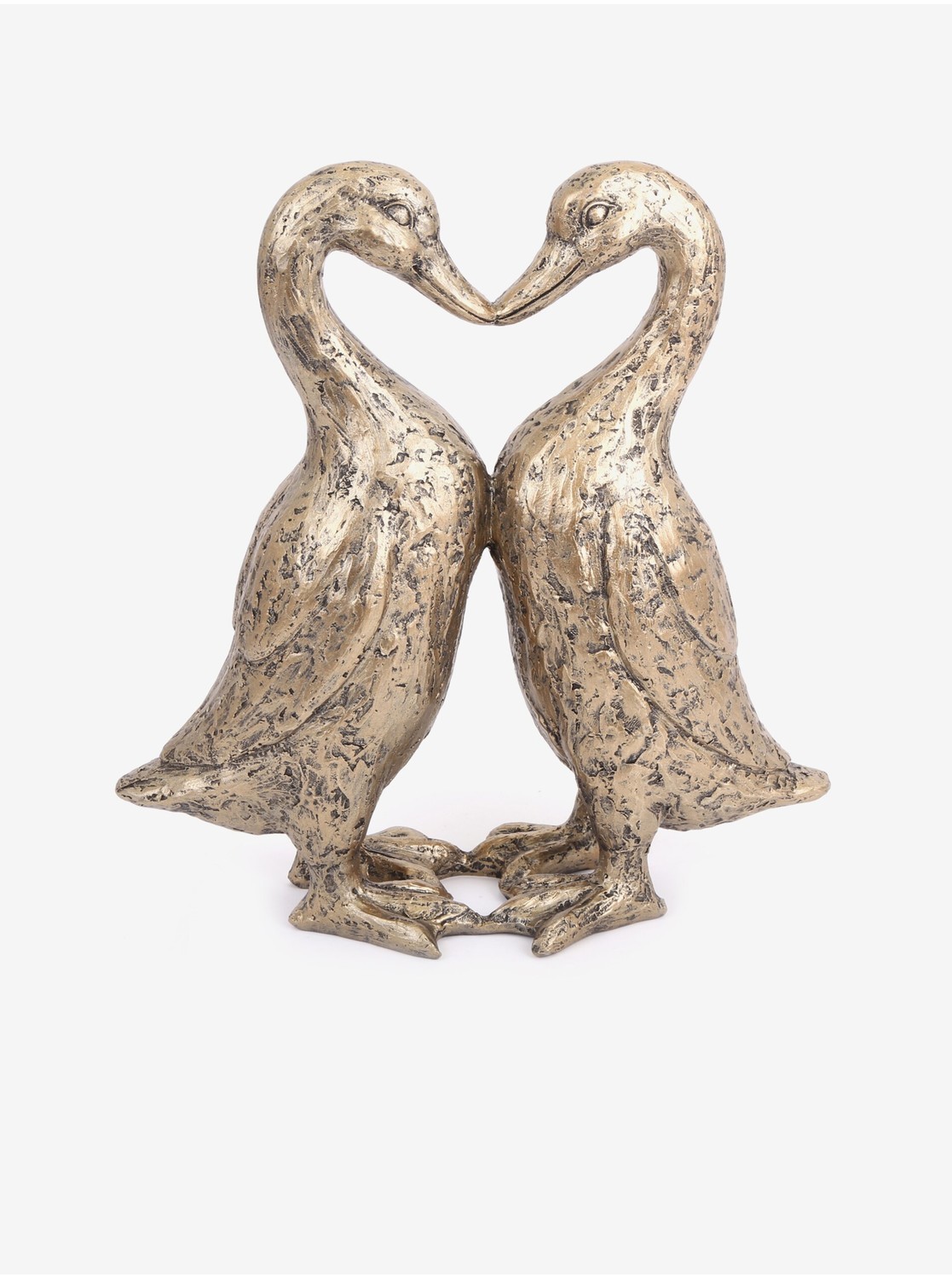 Dekoračná soška Kissing Ducks Heart v zlatej farbe SIFCON