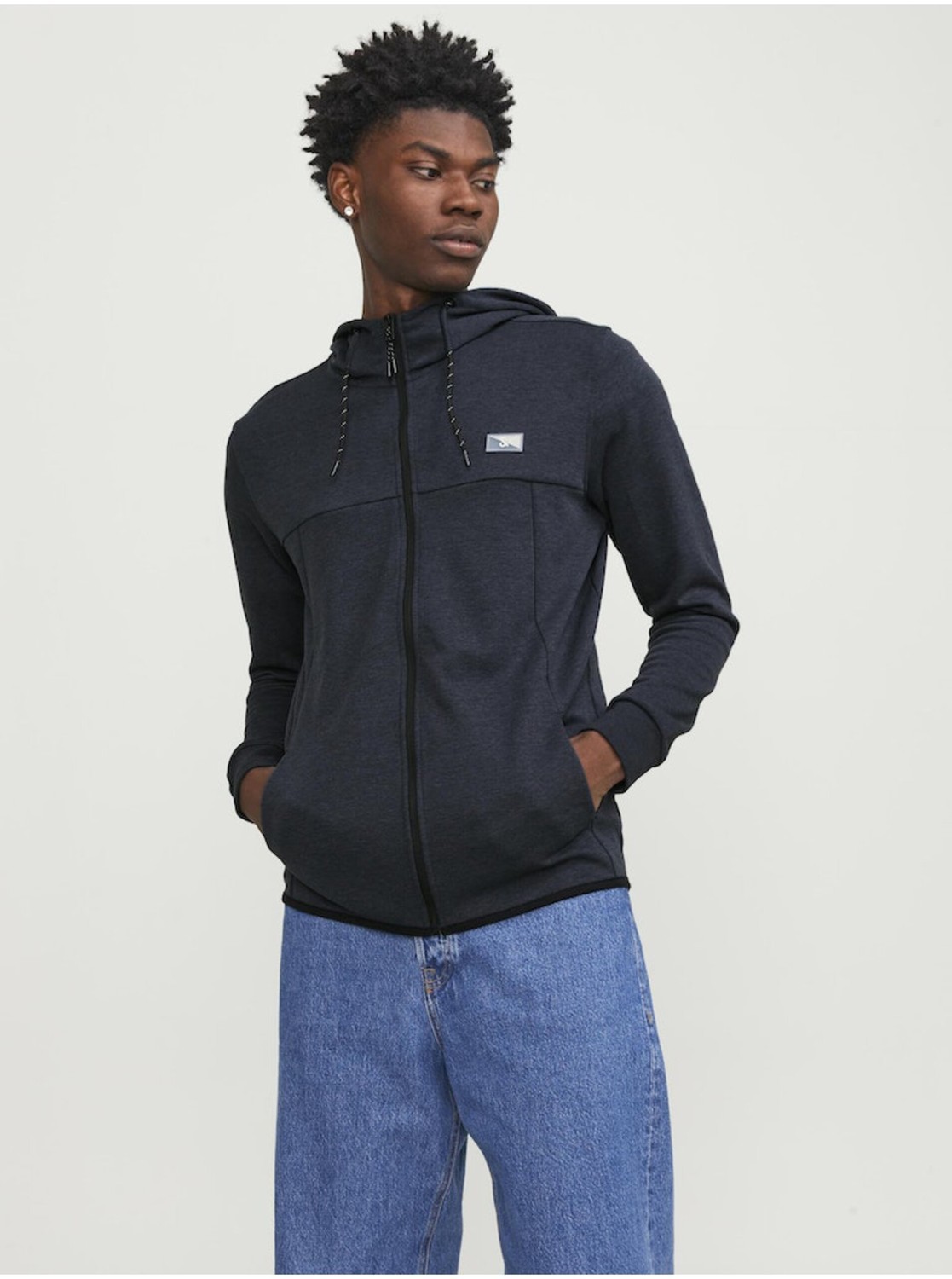 Tmavomodrá pánska mikina na zips s kapucňou Jack & Jones Air