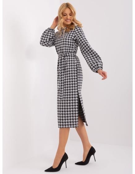 Dámske pletené midi šaty URA čiernobiele