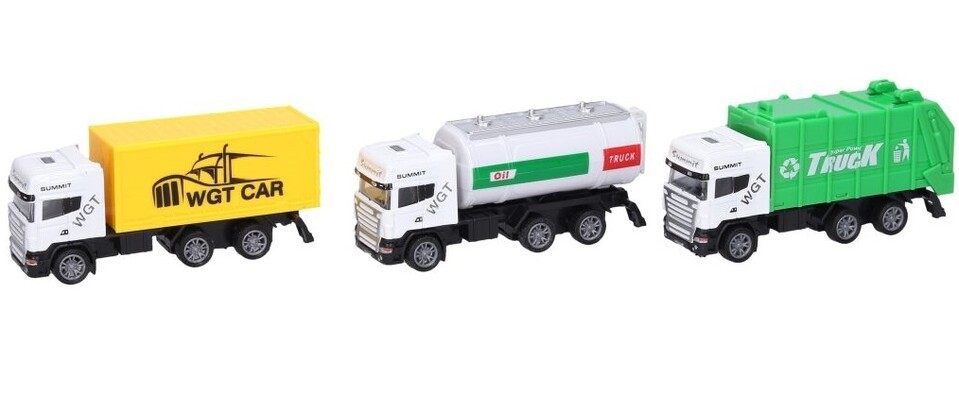 Auto kovové 11,5cm/3druhy - smetiarske auto