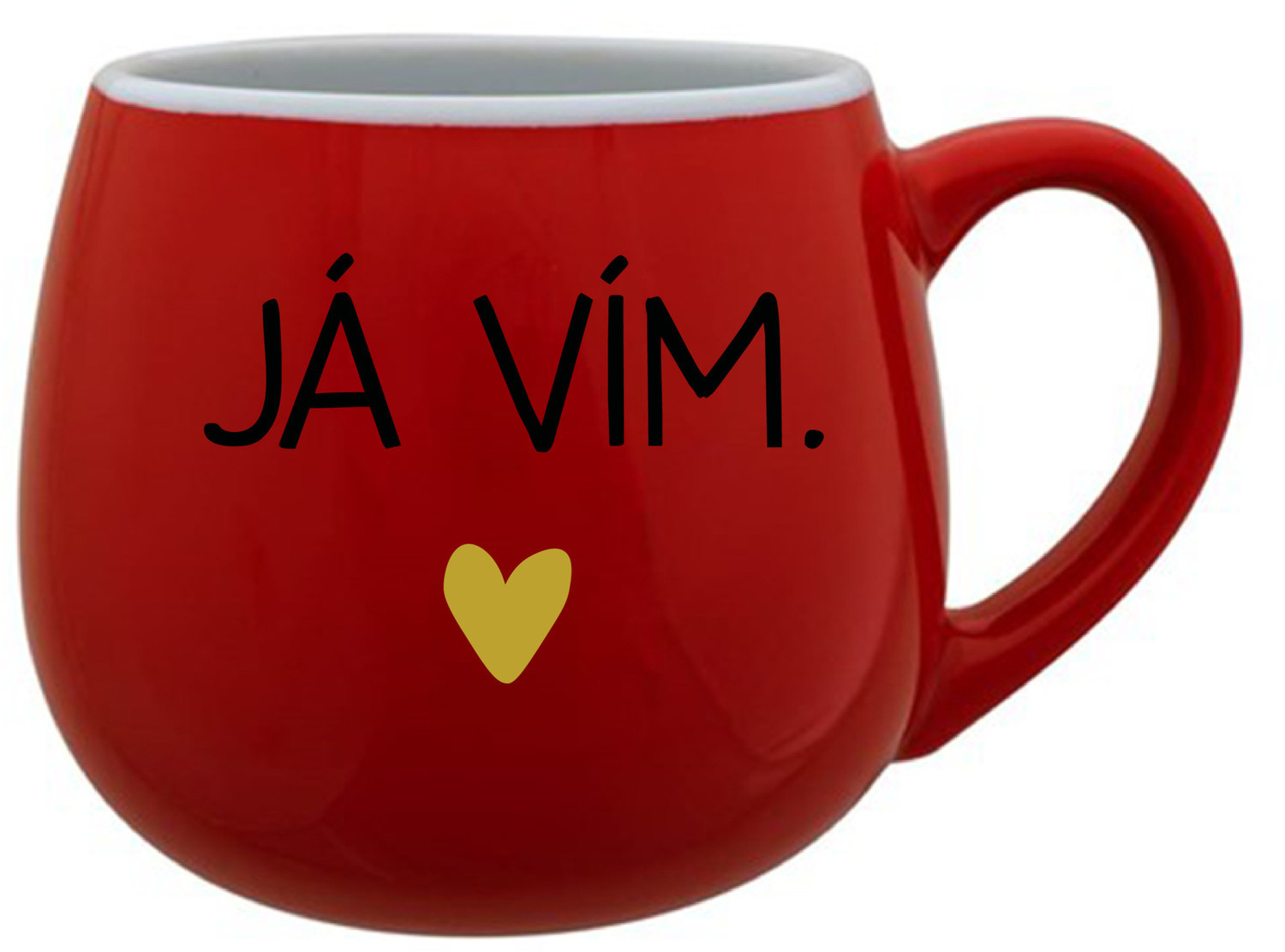 JÁ VÍM. - červený keramický hrníček 300 ml