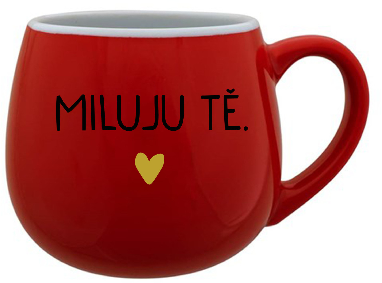 MILUJU TĚ. - červený keramický hrníček 300 ml