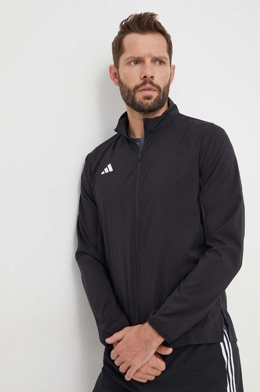 Bežecká bunda adidas Performance Adizero čierna farba, prechodná