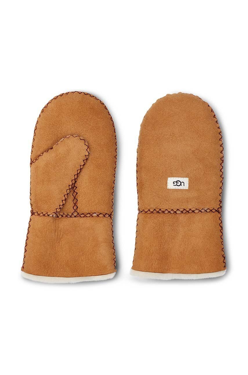 Detské kožené rukavice UGG béžová farba