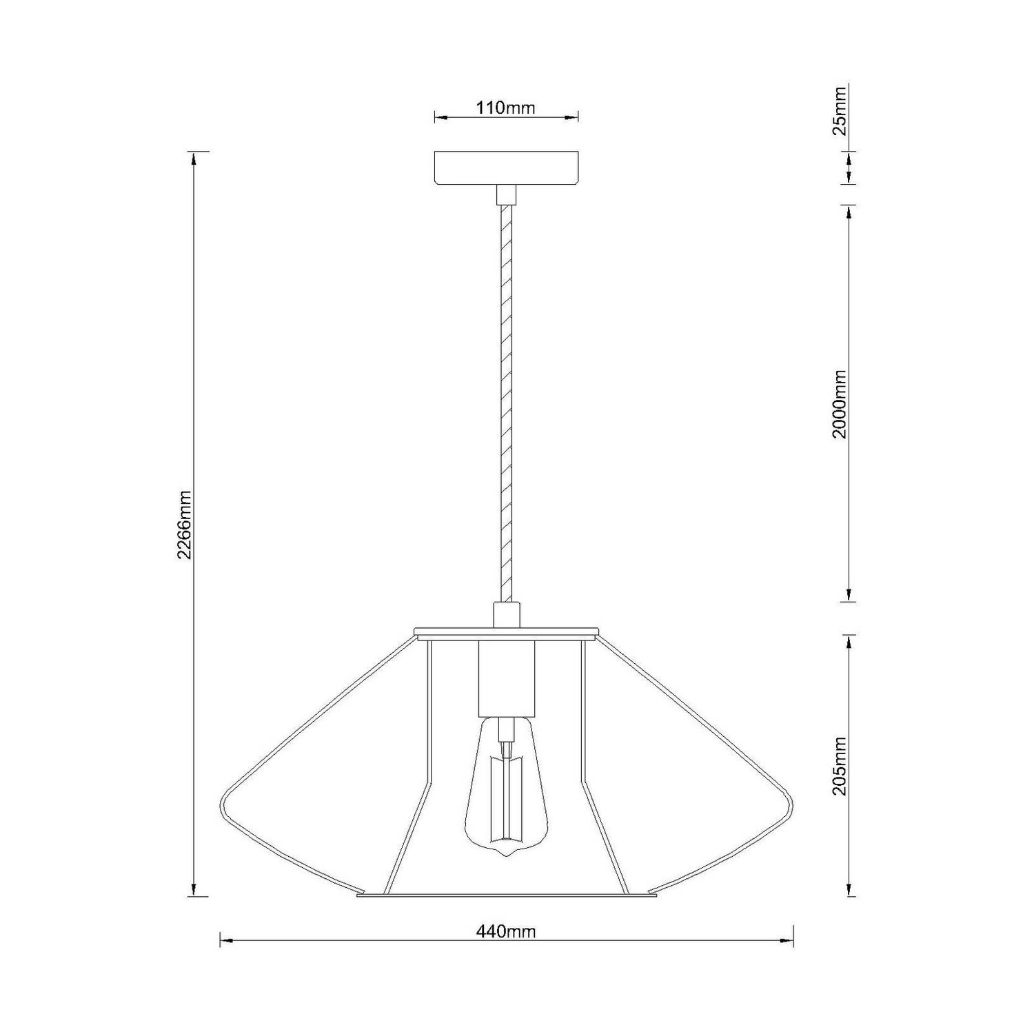 Závesné svietidlo Pheonix Squat klietka Ø 45 cm