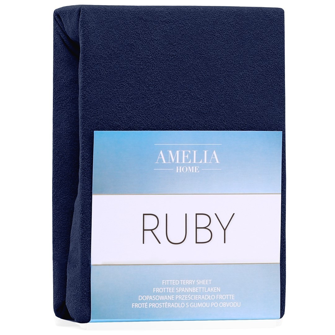 Froté prestieradlo s gumou AmeliaHome Ruby tmavomodré