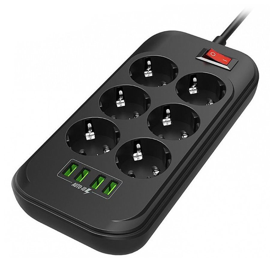 COLORWAY Predlžovací napájací prívod/ 6x Schuko/ 4x USB 5V / kábel 2m