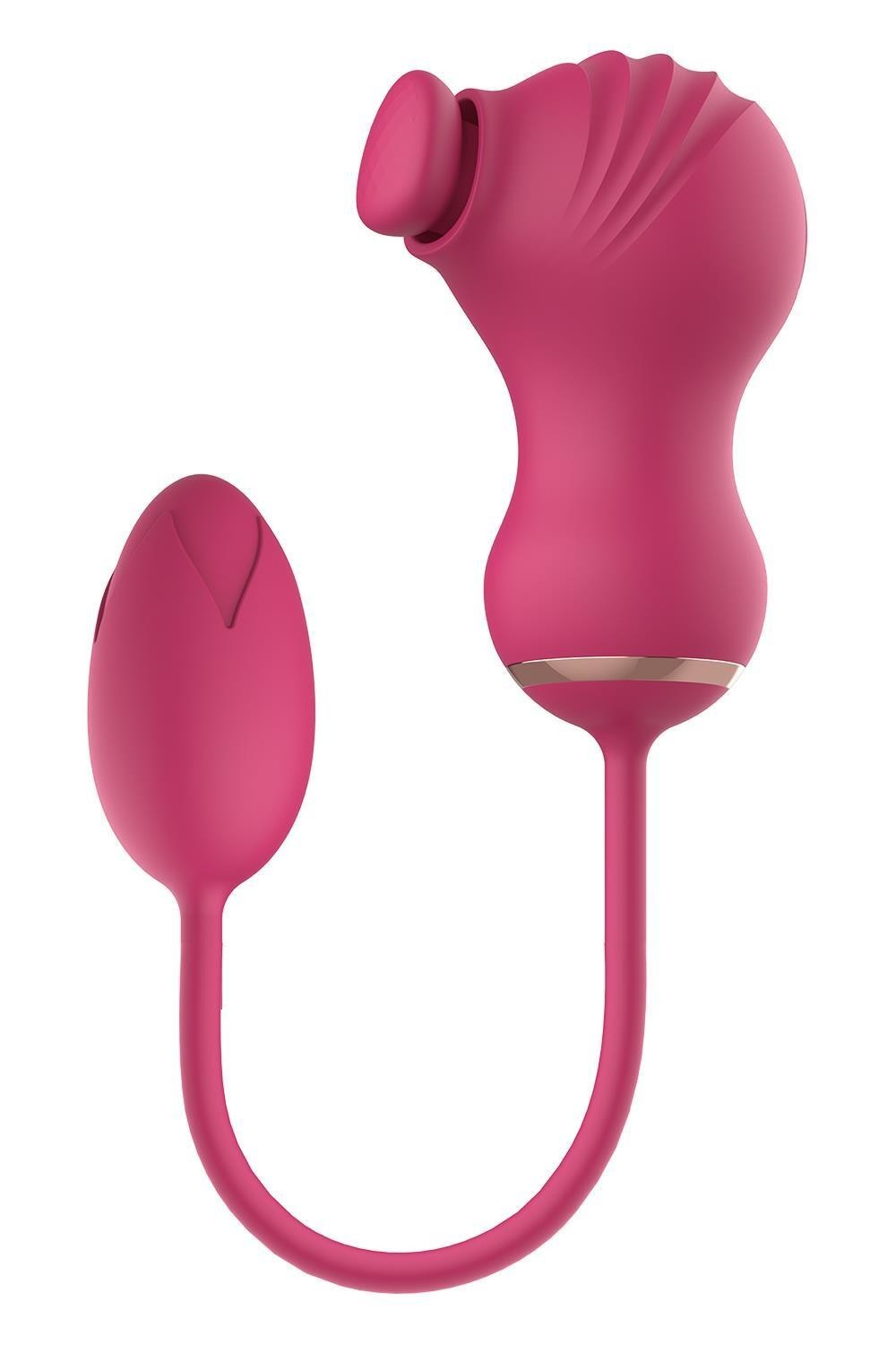 Essentials Duální stimulátor s vibračním vajíčkem - růžový