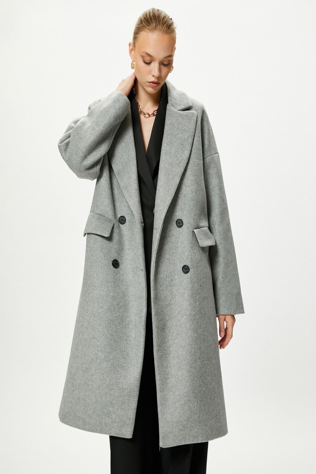Koton Women's Gray Melange Coat
