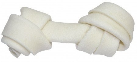 Zuvacie kosti BIELY.Uzol z byvolej kože 8cm