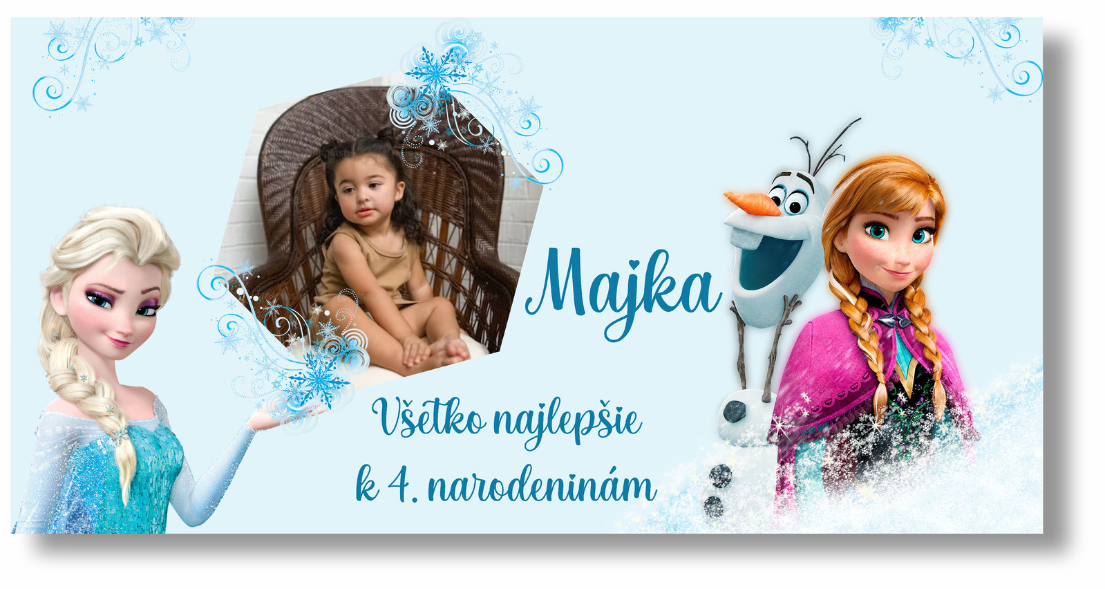 Personal Narodeninový banner s fotkou - Frozen Elza Rozmer banner: 130 x 65 cm