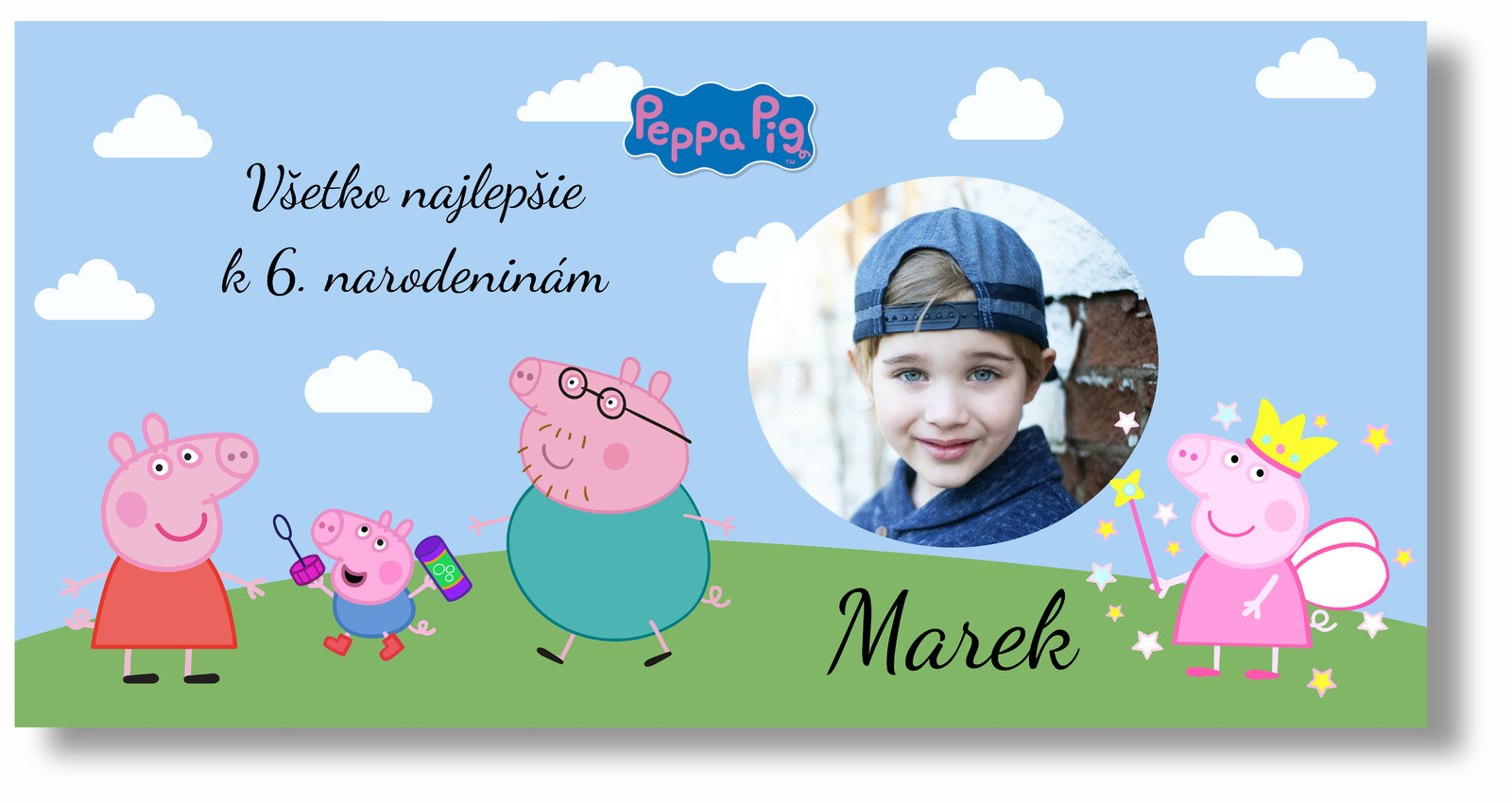 Personal Narodeninový banner s fotkou - Peppa Pig Rozmer banner: 130 x 65 cm