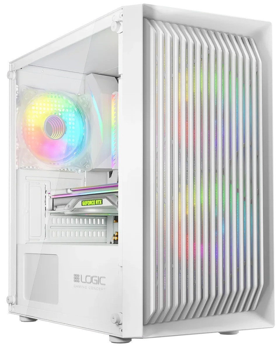 LOGIC PC skriňa Atos ARGB MINI 1x USB 3.0, 2x USB 2.0 + audio, biela, bez zdroja