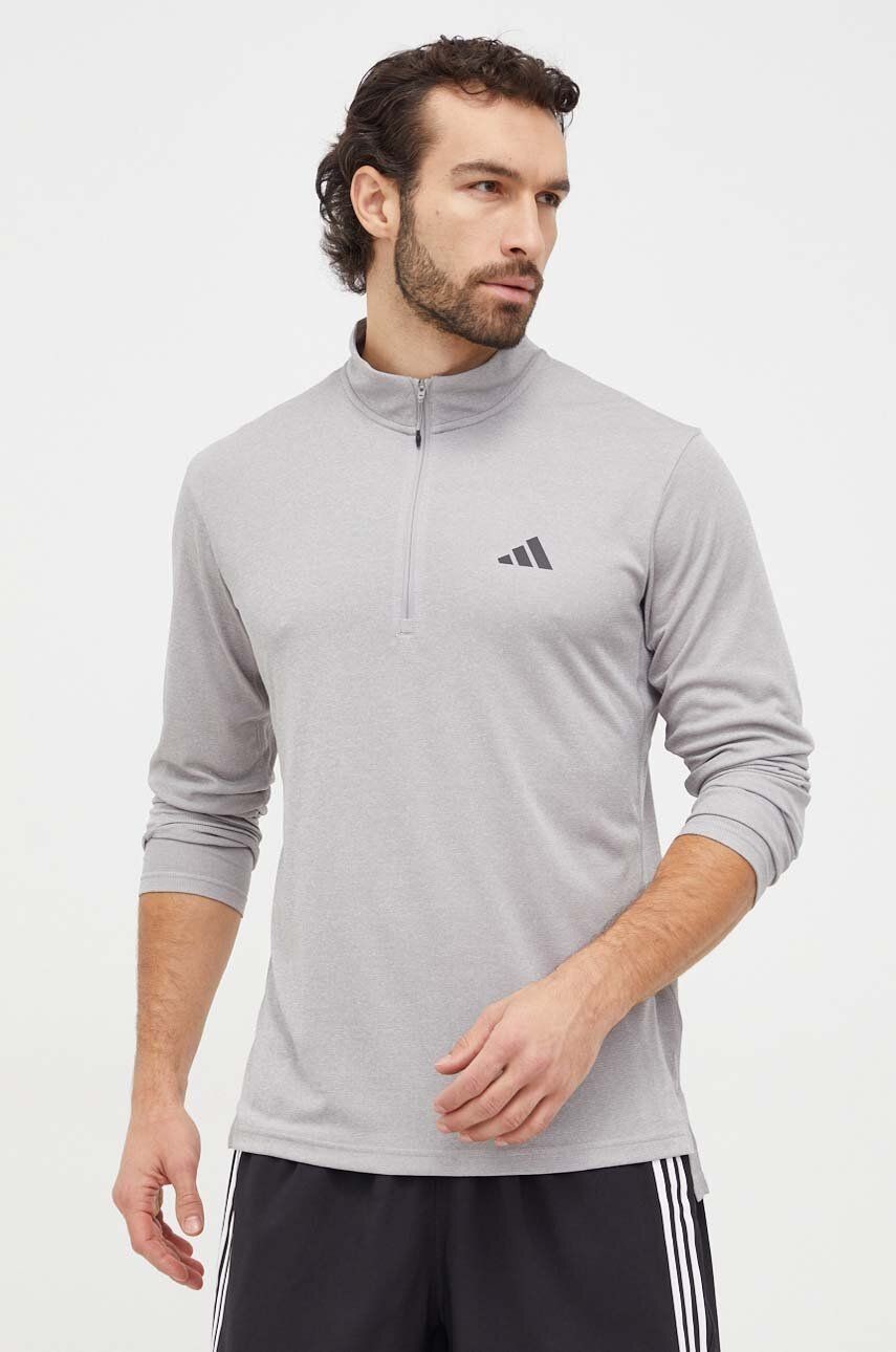 Tréningová mikina adidas Performance Training Essentials šedá farba, melanžová