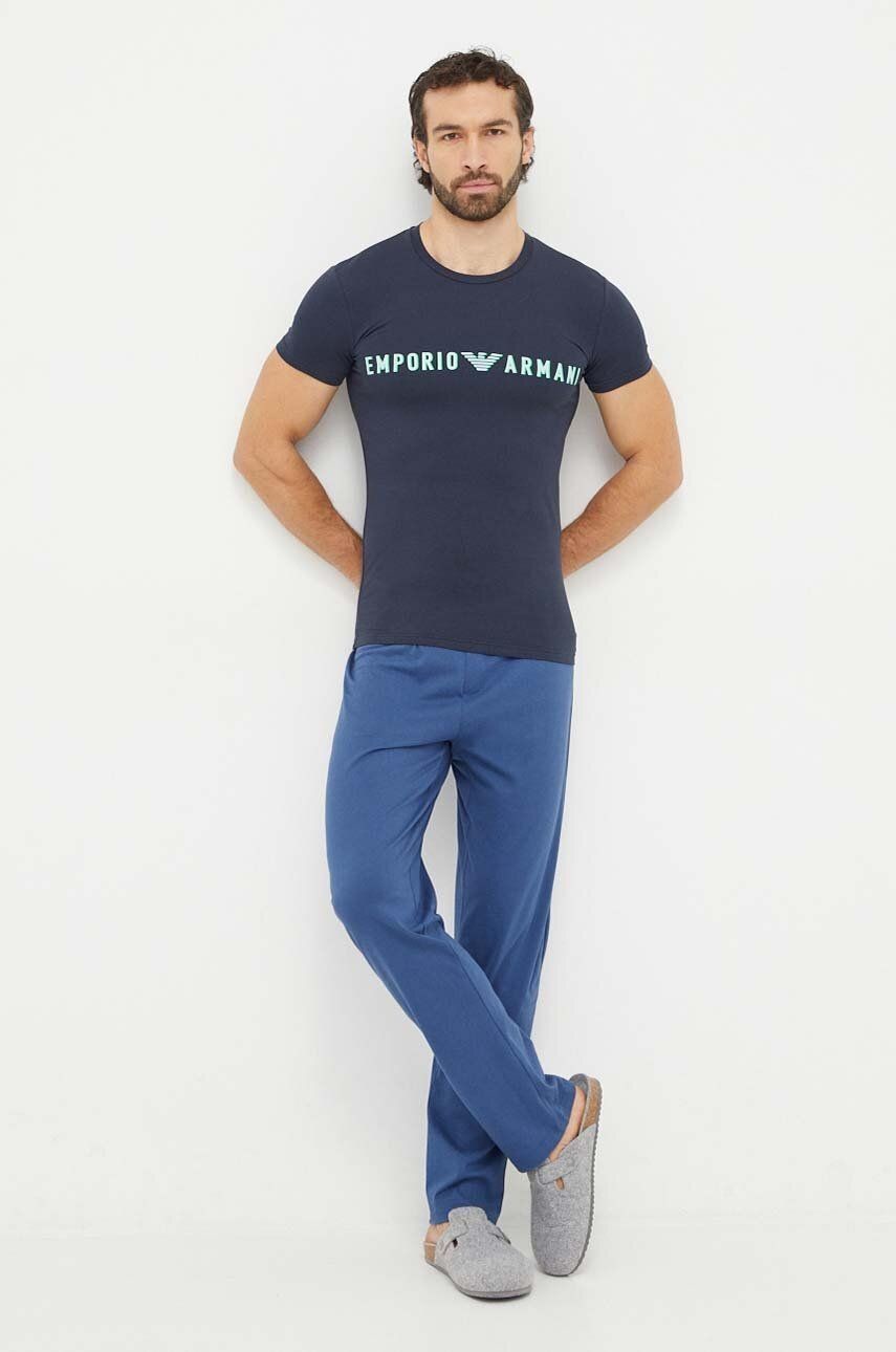 Tričko Emporio Armani Underwear tmavomodrá farba, s potlačou