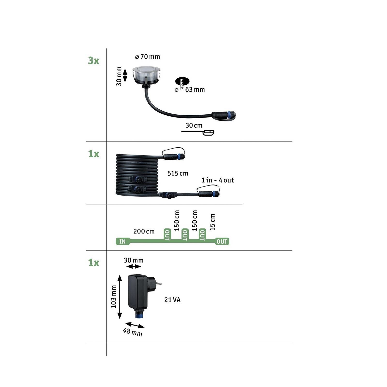 Paulmann Plug & Shine LED svietidlá 2W 3 kusy