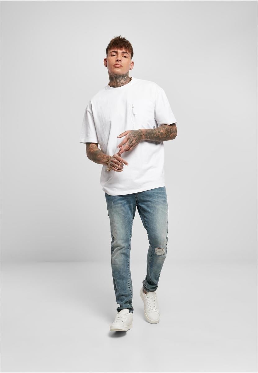 Slim Fit Drawstring Jeans Medium Heavy Ruined Washed