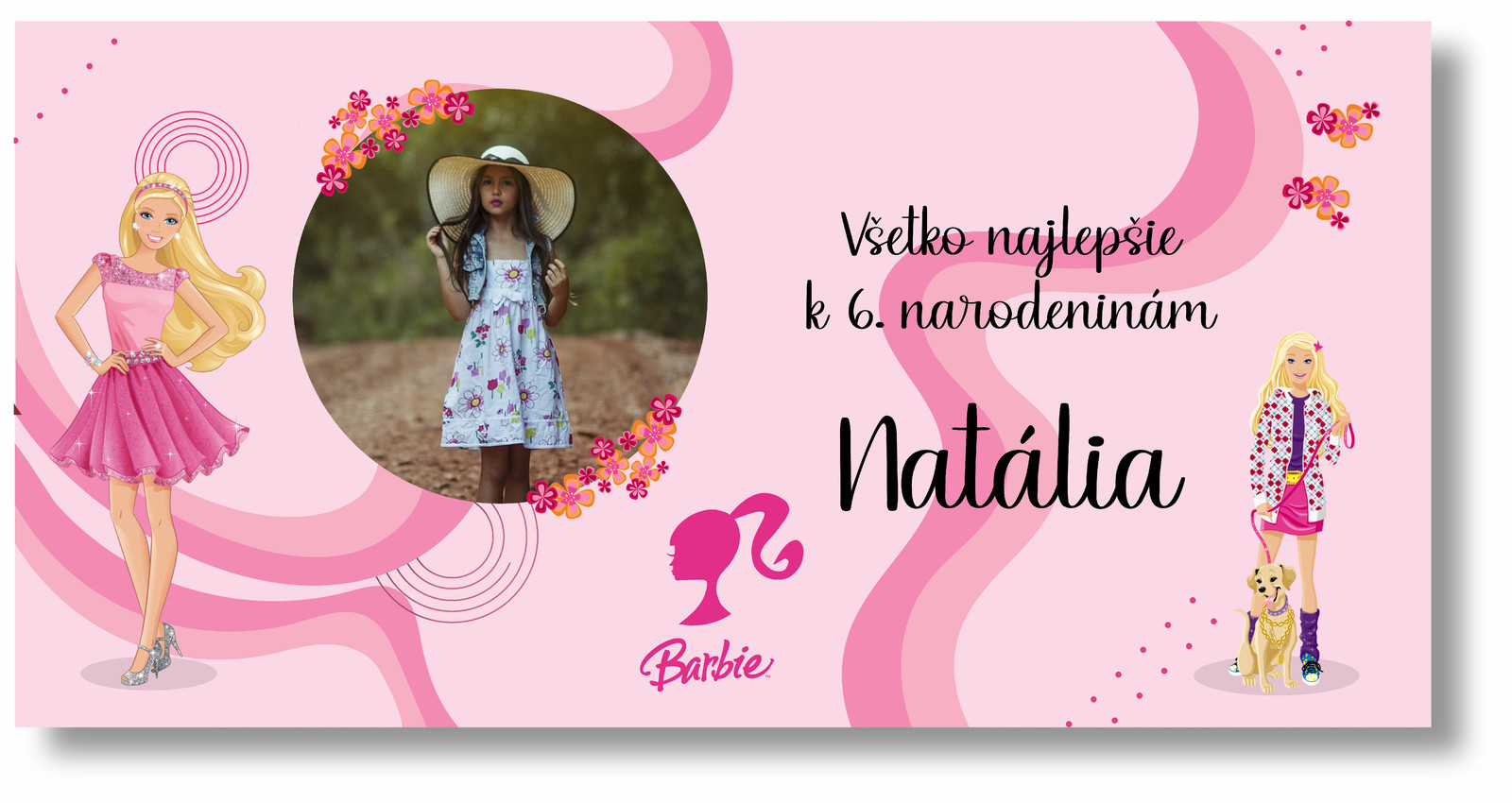 Personal Narodeninový banner s fotkou - Barbie Rozmer banner: 130 x 65 cm