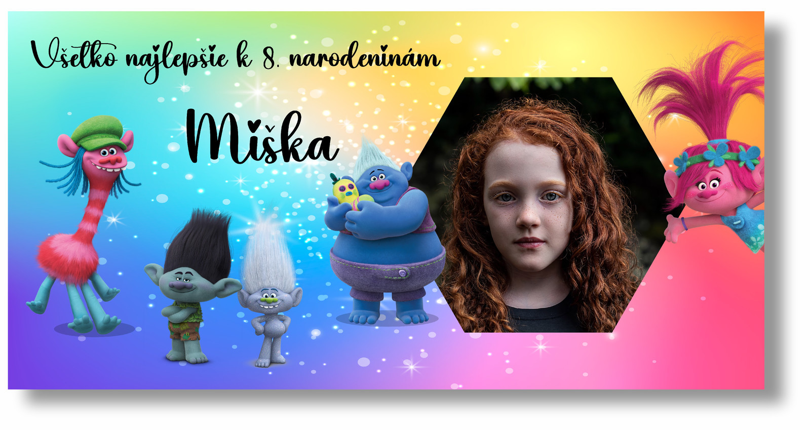 Personal Narodeninový banner s fotkou - Trolovia Rozmer banner: 130 x 65 cm