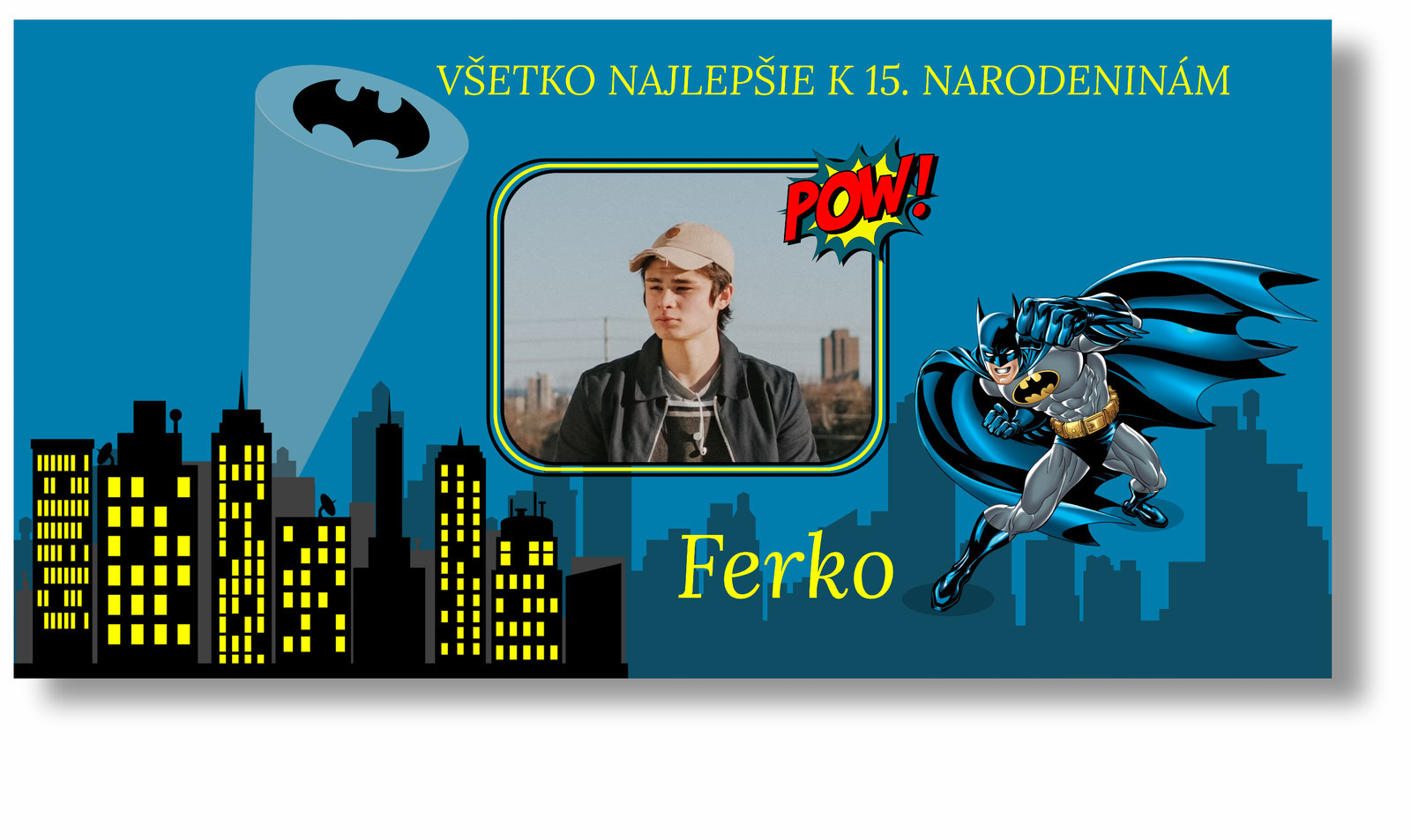 Personal Narodeninový banner s fotkou - Batman Rozmer banner: 130 x 65 cm