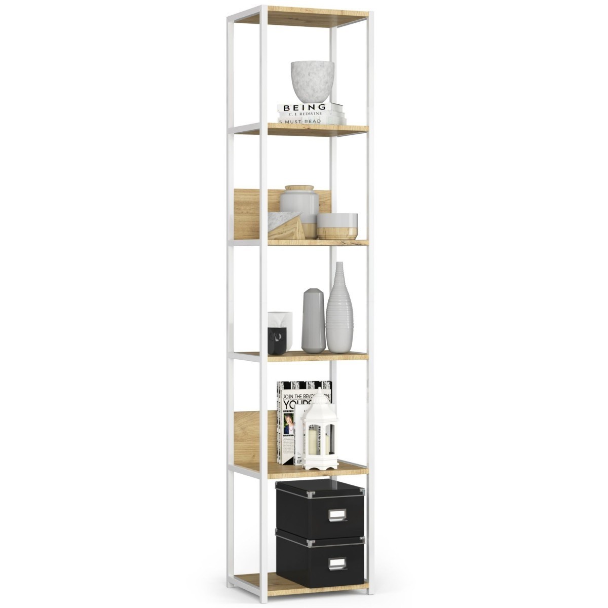 Regál LOFT 40 cm bílý/dub artisan
