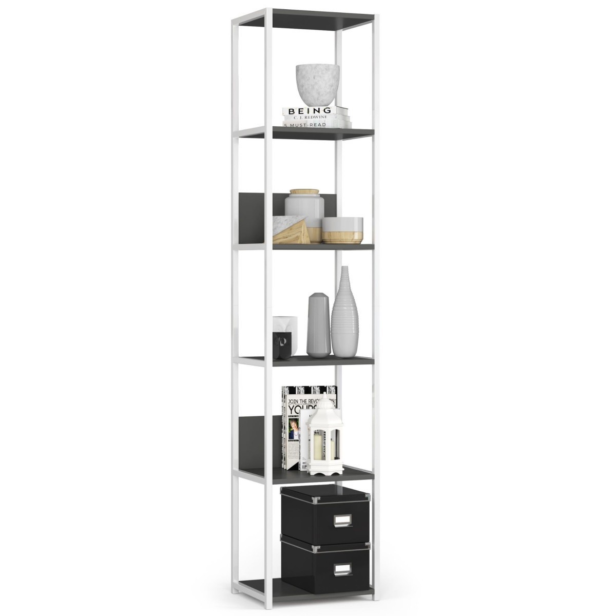 Regál LOFT 40 cm bílý/šedý