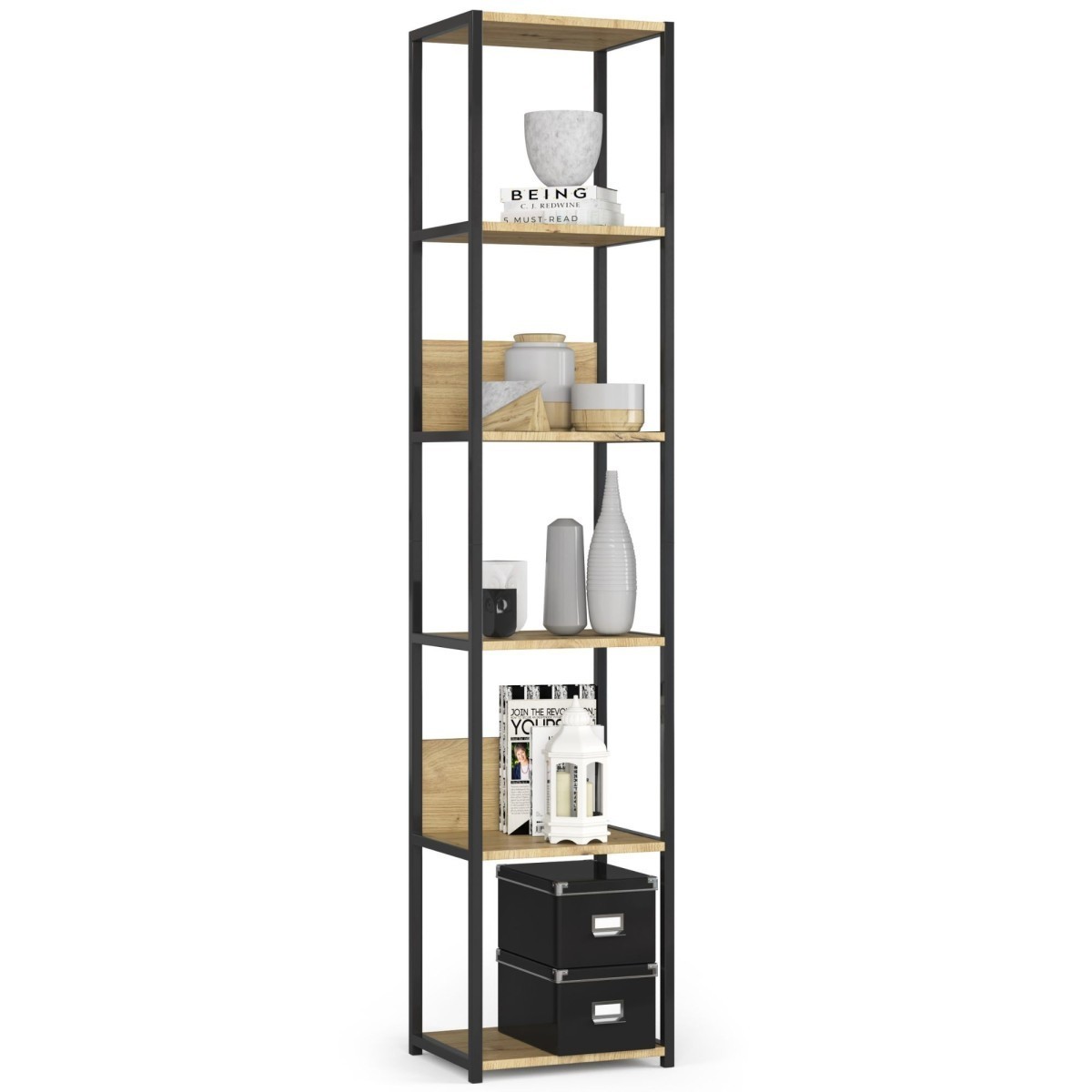 Regál LOFT 40 cm černý/dub artisan
