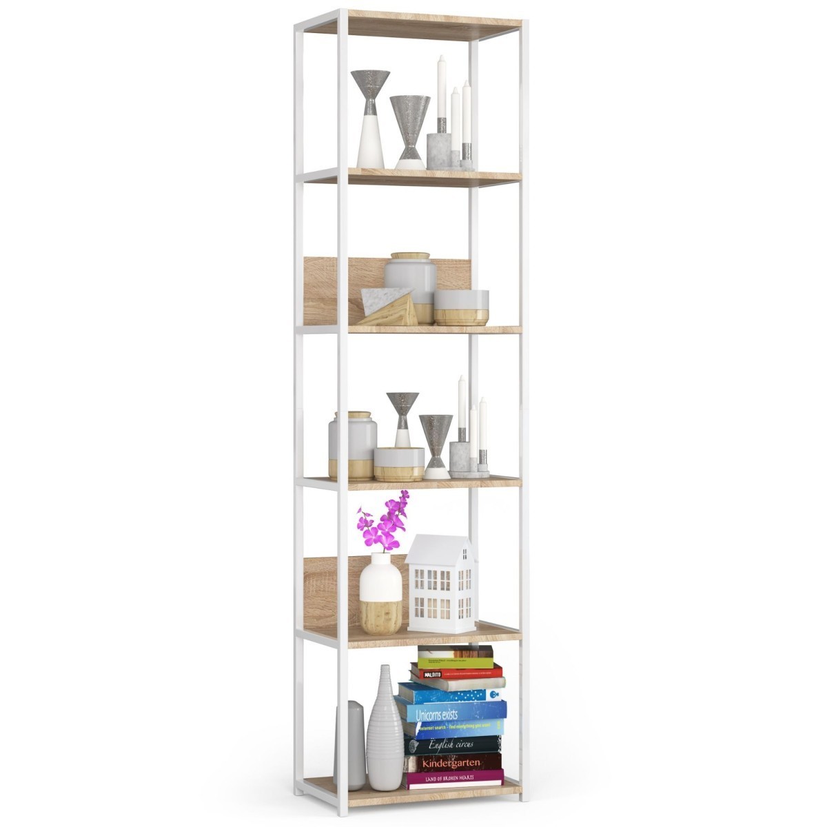 Regál LOFT 50 cm bílý/dub sonoma