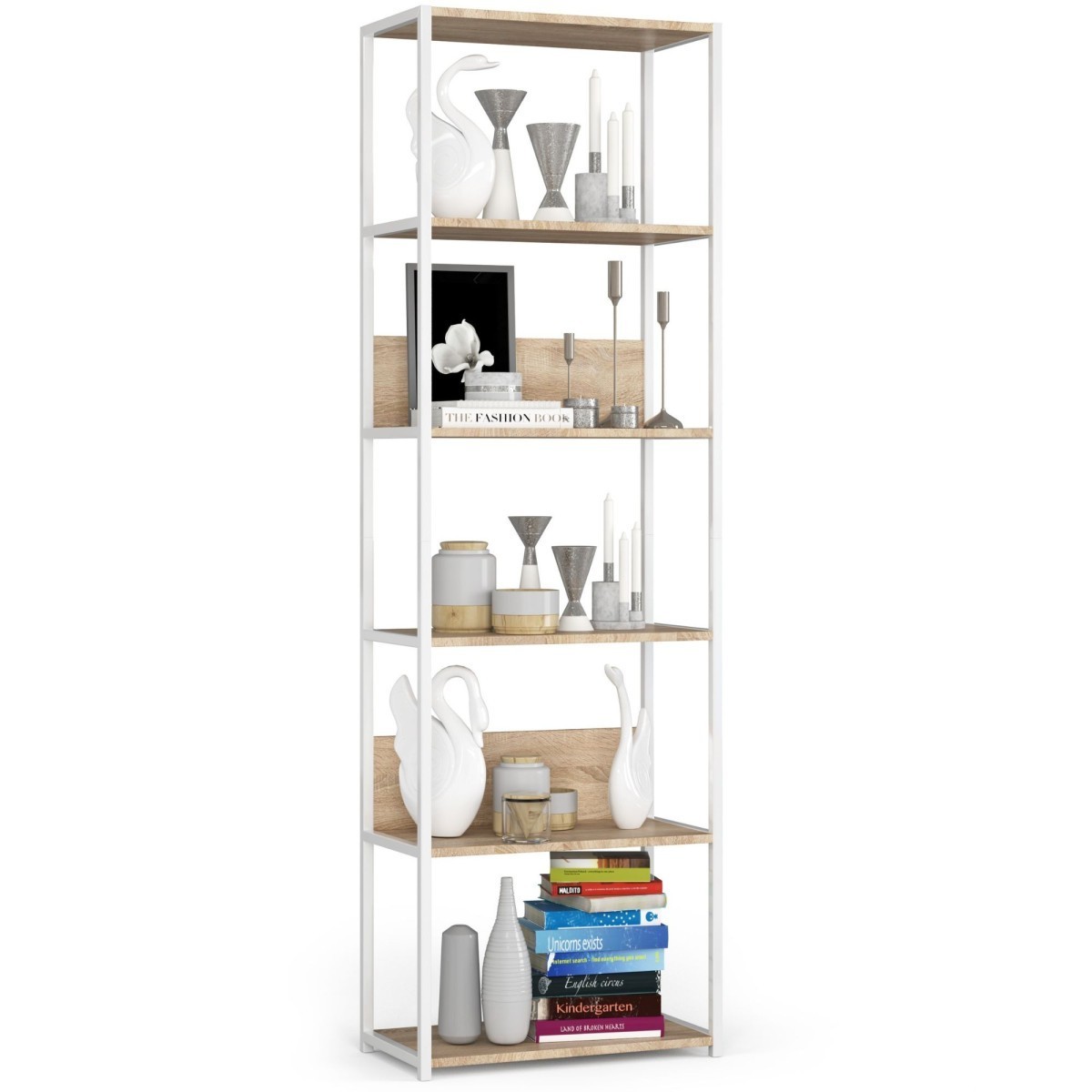 Regál LOFT 60 cm bílý/dub sonoma