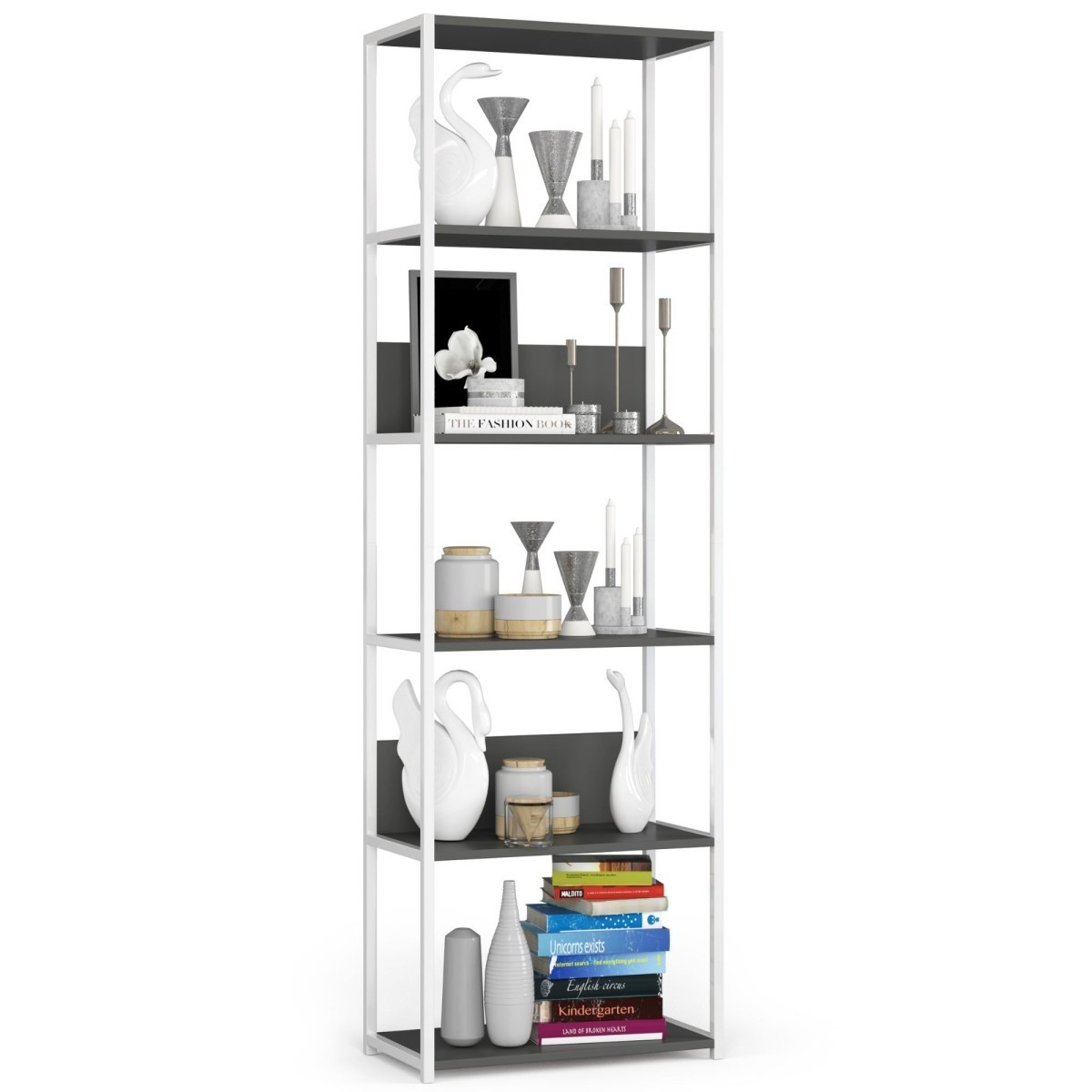 Regál LOFT 60 cm bílý/šedý