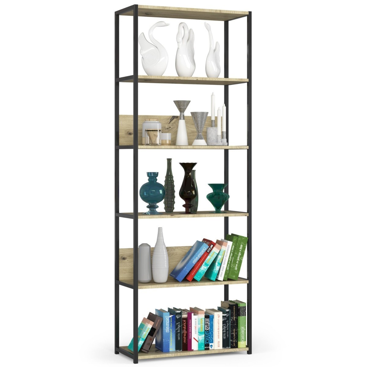 Regál LOFT 70 cm černý/dub artisan