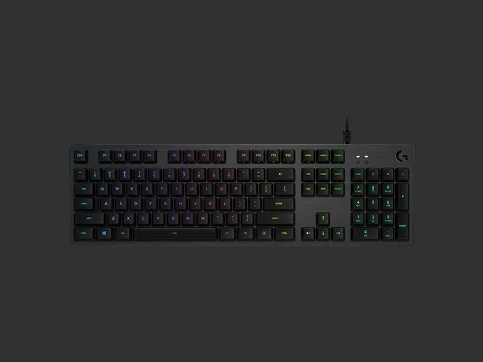 Logitech klávesnica Gaming G512, RGB, GX Red (lineárne), US - čierna
