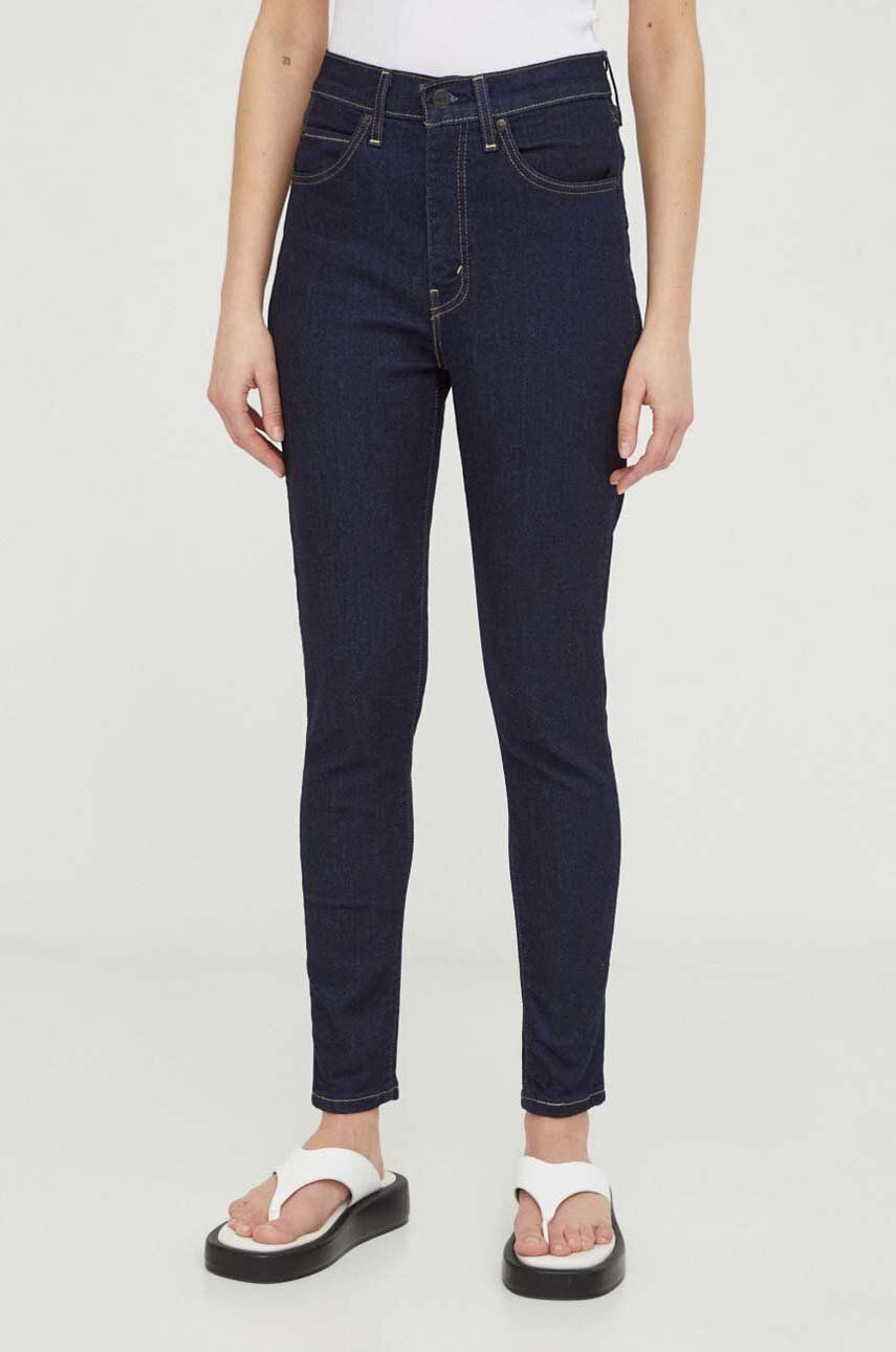 Rifle Levi's RETRO HIGH SKINNY dámske, tmavomodrá farba