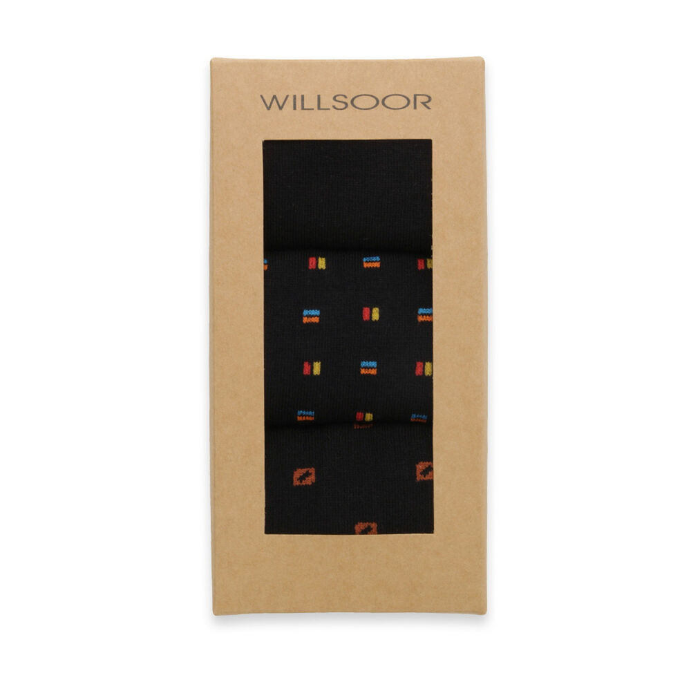 Sada tmavomodrých pánskych vysokých ponožiek s modrými vzormi 16022