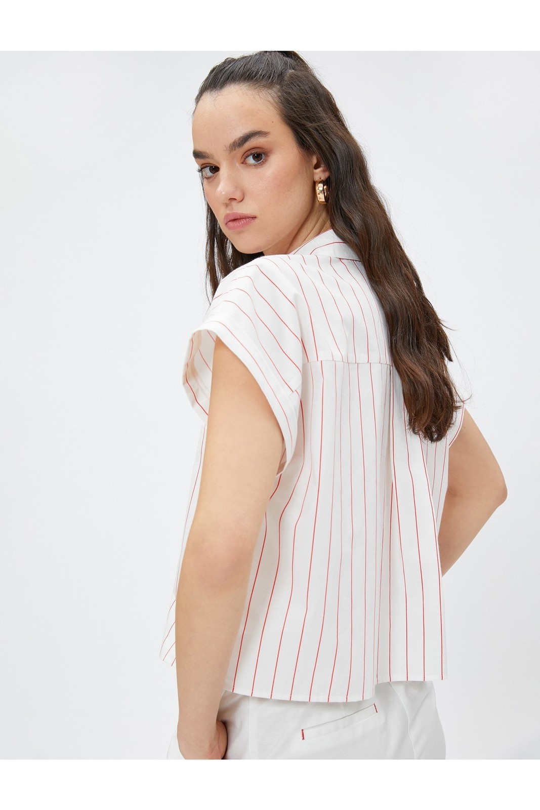 Koton Cotton Crop Shirt With Pocket