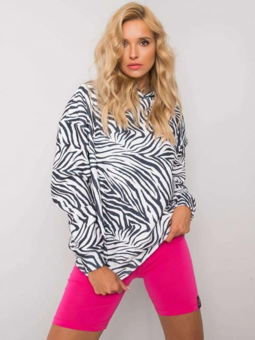 Námornícka modrá a biela mikina s vreckami S