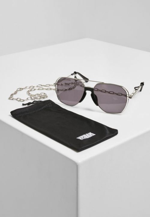 Urban Classics Sunglasses Karphatos with Chain silver - One Size