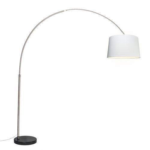 Oblúková lampa oceľová tkanina tienidlo biela 45 cm - XXL