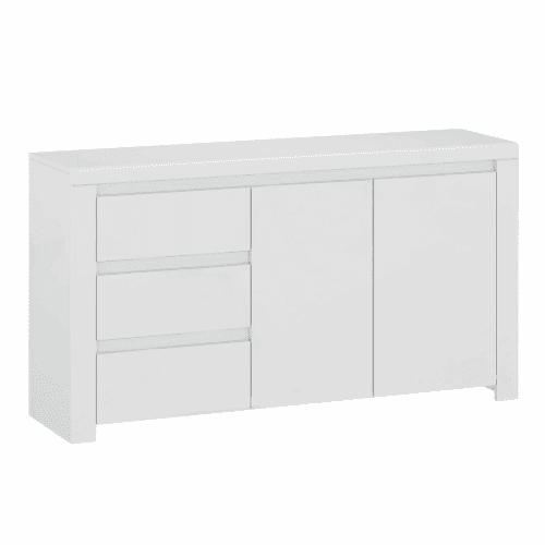 Komoda 2D3S, bílý lesk, LINDY