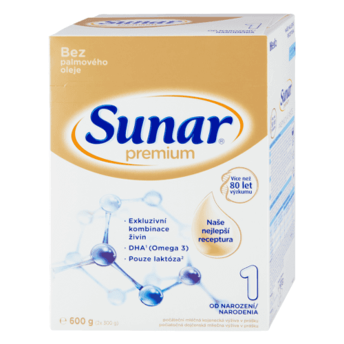SUNAR Premium 1 počiatočná mliečna výživa 600 g