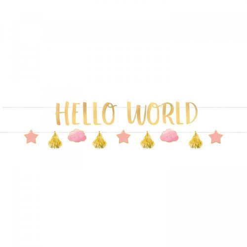 Amscan Banner Hello World - ružový 176,8 x 17,8 cm