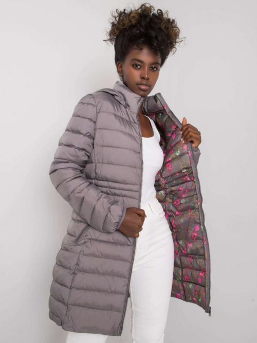 Tmavosivá dámska bunda s kapucňou L