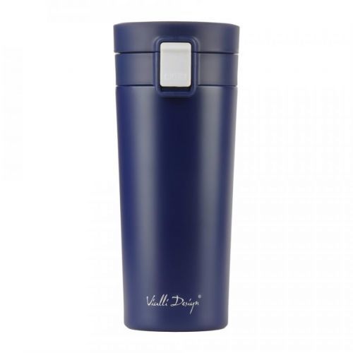 Tmavomodrý cestovný termohrnček Vialli Design Fuori, 400 ml