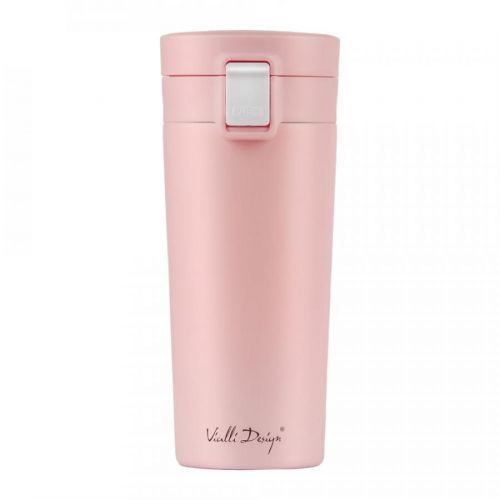 Ružový cestovný termohrnček Vialli Design Fuori, 400 ml