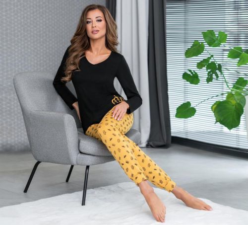 Dámske pyžamo Donna Princessa S-2XL czarny-miodowy S