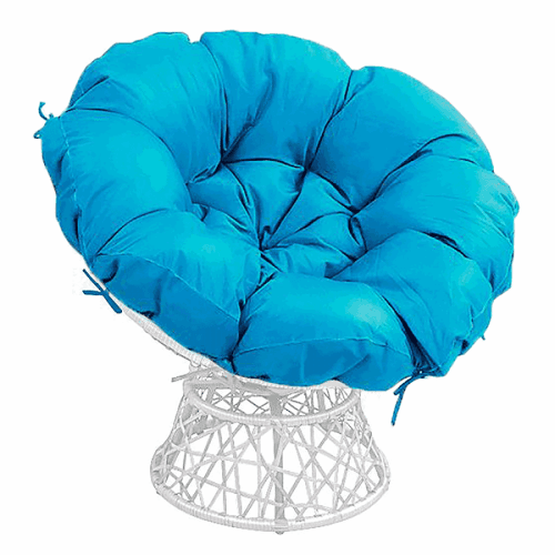 Otočné křeslo s polštářem, bílá / petrolejová modrá, TRISS BIG