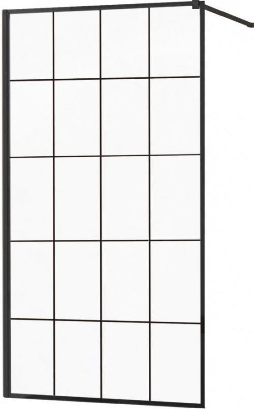 MEXEN - KIOTO Sprchová zástěna WALK-IN 120x200 cm 8 mm, černá, černý vzor 1 800-120-101-70-77