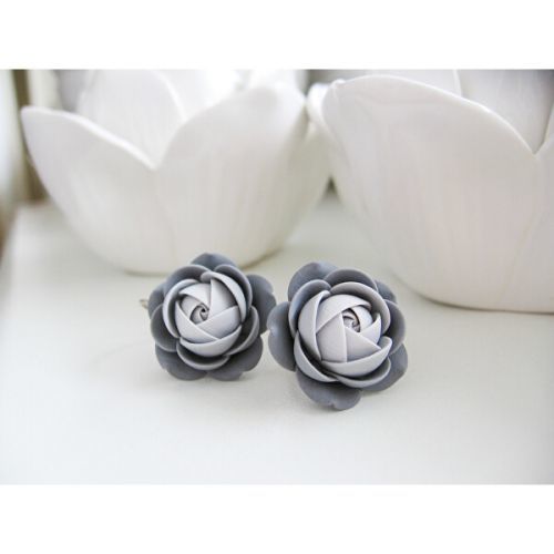 Troli Šedé visiace náušnice v tvare kvietkov Seul
