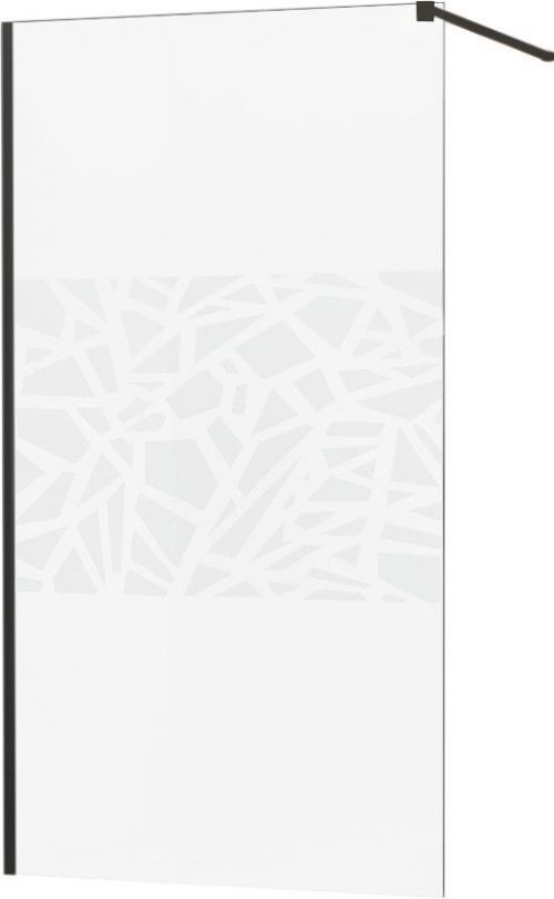 MEXEN - KIOTO Sprchová zástěna WALK-IN 90x200 cm 8 mm, černá, bílý vzor 800-090-101-70-85